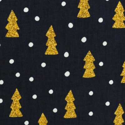 Baumwolle "Joel" Weihnachten Tannenbaum Bäume gold